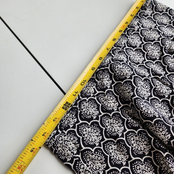 Ann Taylor Loft Womens Linen Blend A Line Skirt Back Zip Black Cream Print Sz 4 - Picture 5 of 11